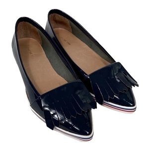 ALL BLACK Navy Patent Leather Loafers